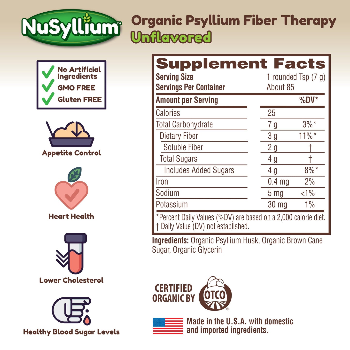 NuSyllium Organic Psyllium Husk Powder – USDA Organic, 21 oz, 85 Servings