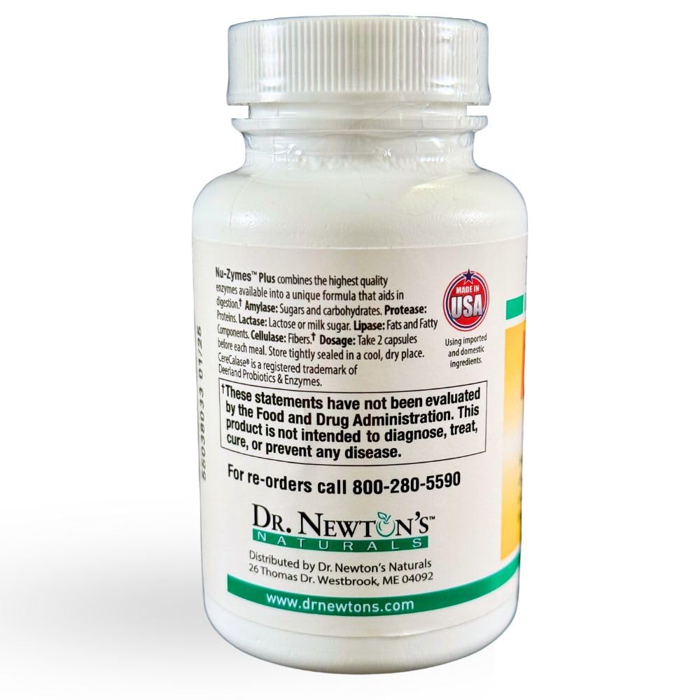 Nu-Zymes Plus Digestive Enzymes - 90 Veg Capsules | SelfCare+ Dr. Newton's Naturals
