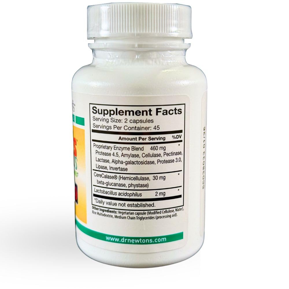Nu-Zymes Plus Digestive Enzymes - 90 Veg Capsules | SelfCare+ Dr. Newton's Naturals