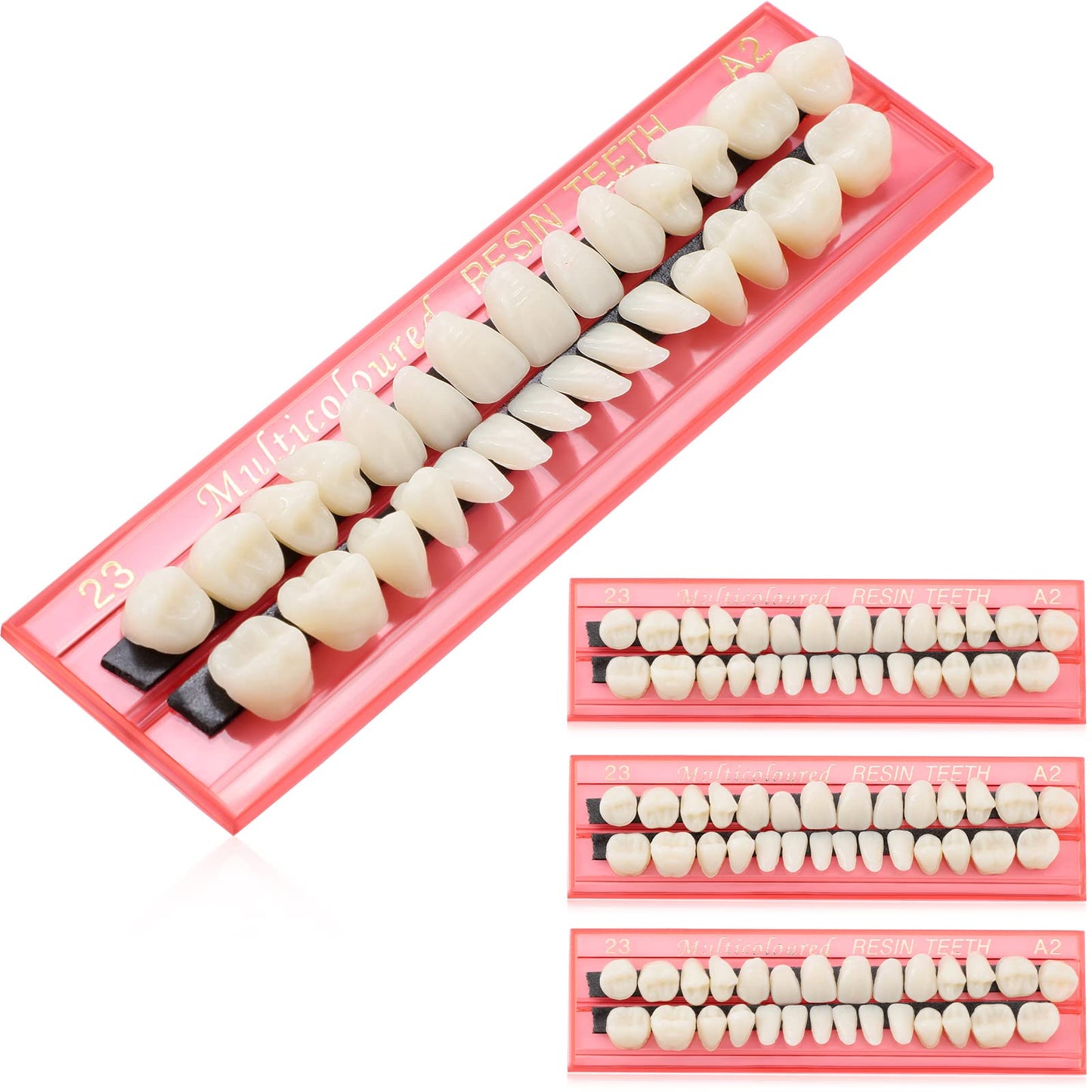 Nuanchu 4 Sets Tooth Repair Kit - 112 Pieces A2 Realistic Fake Teeth