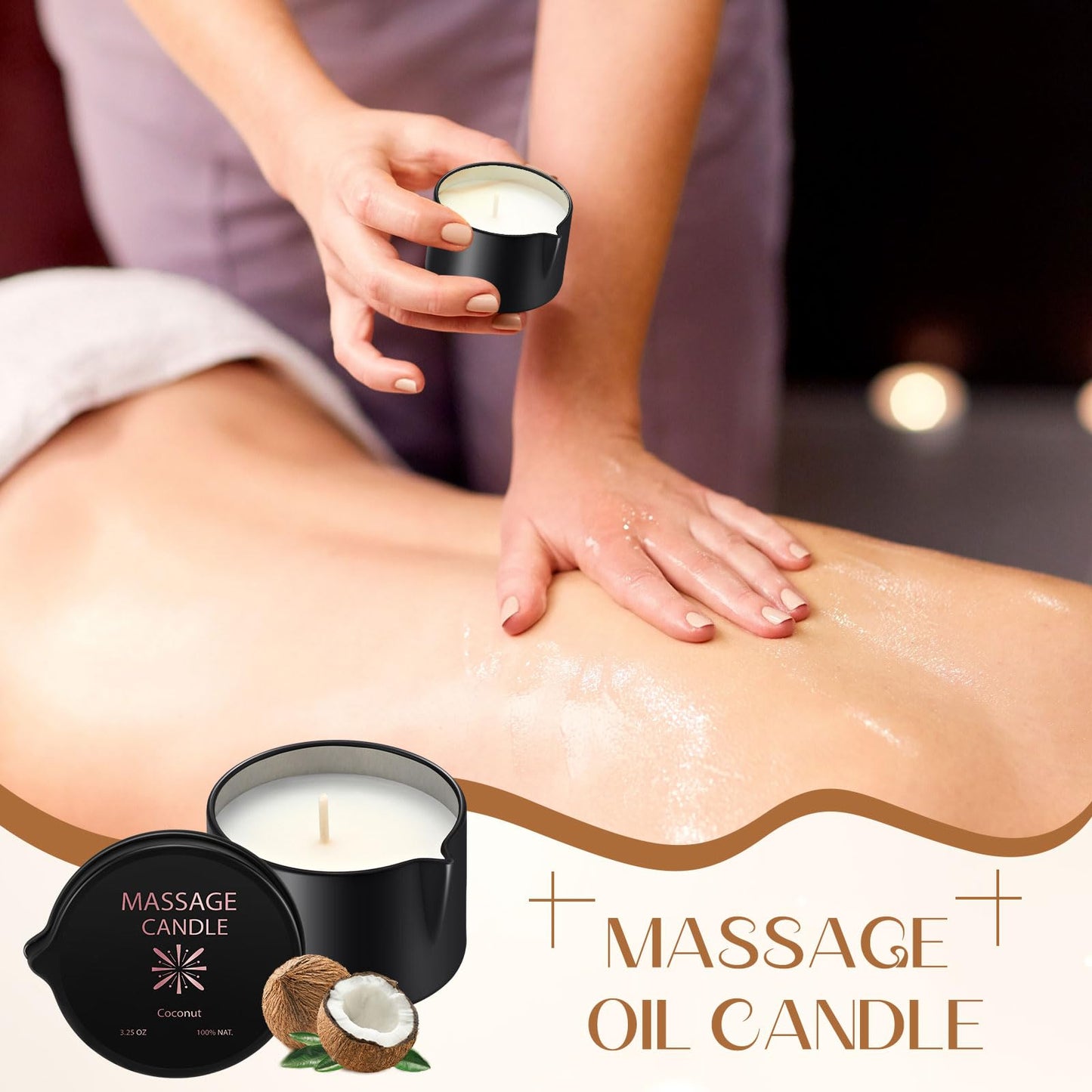 Nuanchu 6 Pcs Massage Oil Candles – 2.35 oz Soy-Based Low-Temp Aromatherapy Gift Set
