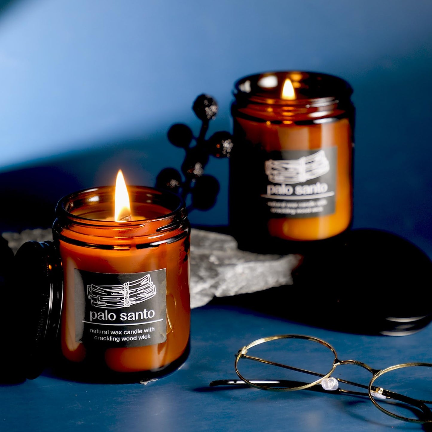 Nuanchu 2pc Christmas Crackling Candles – Coconut Wax, Balsam Cedar, 7oz Gift Set