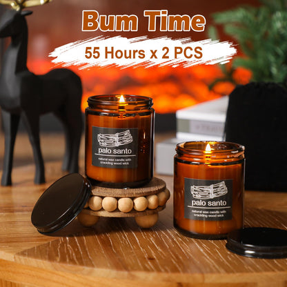 Nuanchu 2pc Christmas Crackling Candles – Coconut Wax, Balsam Cedar, 7oz Gift Set