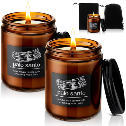 Nuanchu 2pc Christmas Crackling Candles – Coconut Wax, Balsam Cedar, 7oz Gift Set