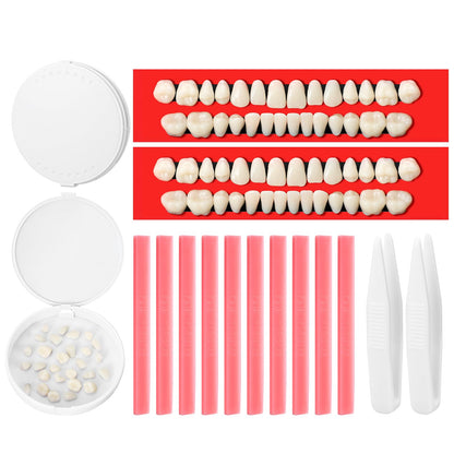 Nuanchu DIY Dentures Kit - 56 Synthetic Resin Teeth, Tweezers & Storage Boxes