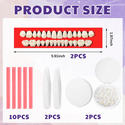 Nuanchu DIY Dentures Kit - 56 Synthetic Resin Teeth, Tweezers & Storage Boxes