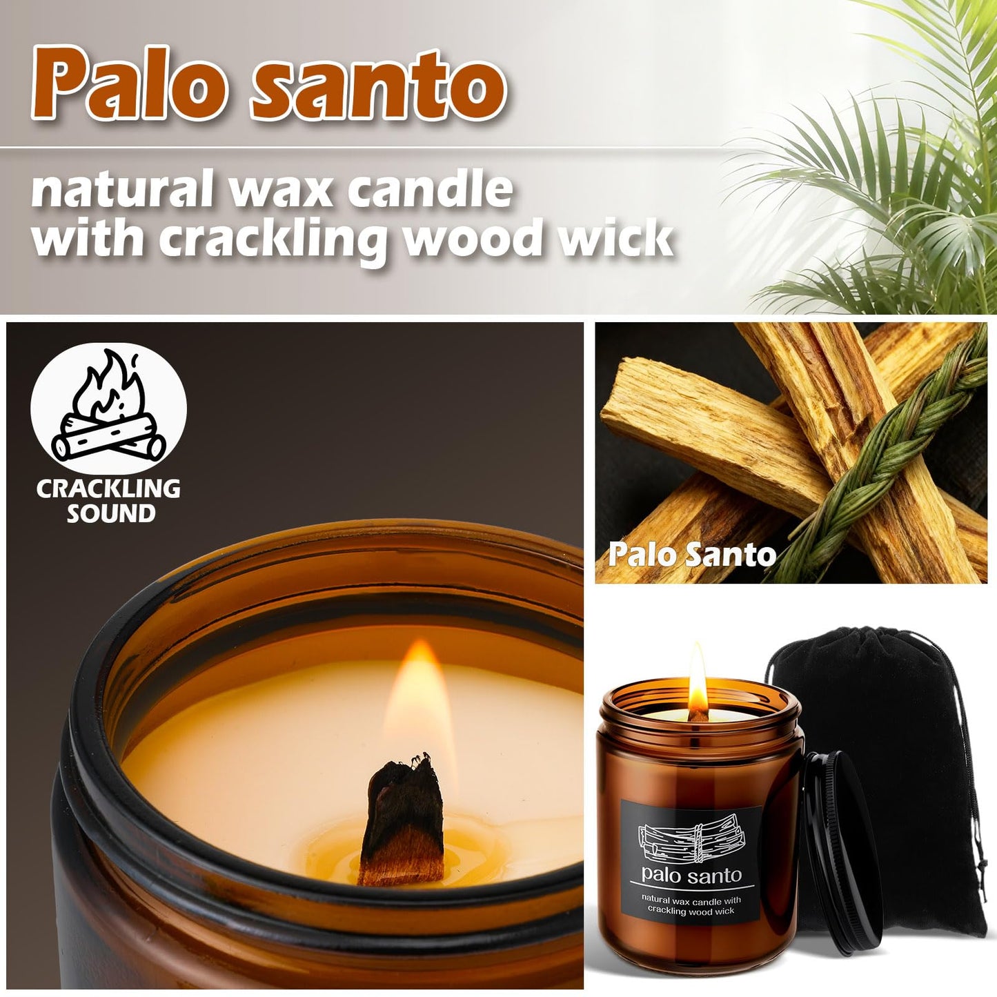 Nuanchu 2pc Christmas Crackling Candles – Coconut Wax, Balsam Cedar, 7oz Gift Set