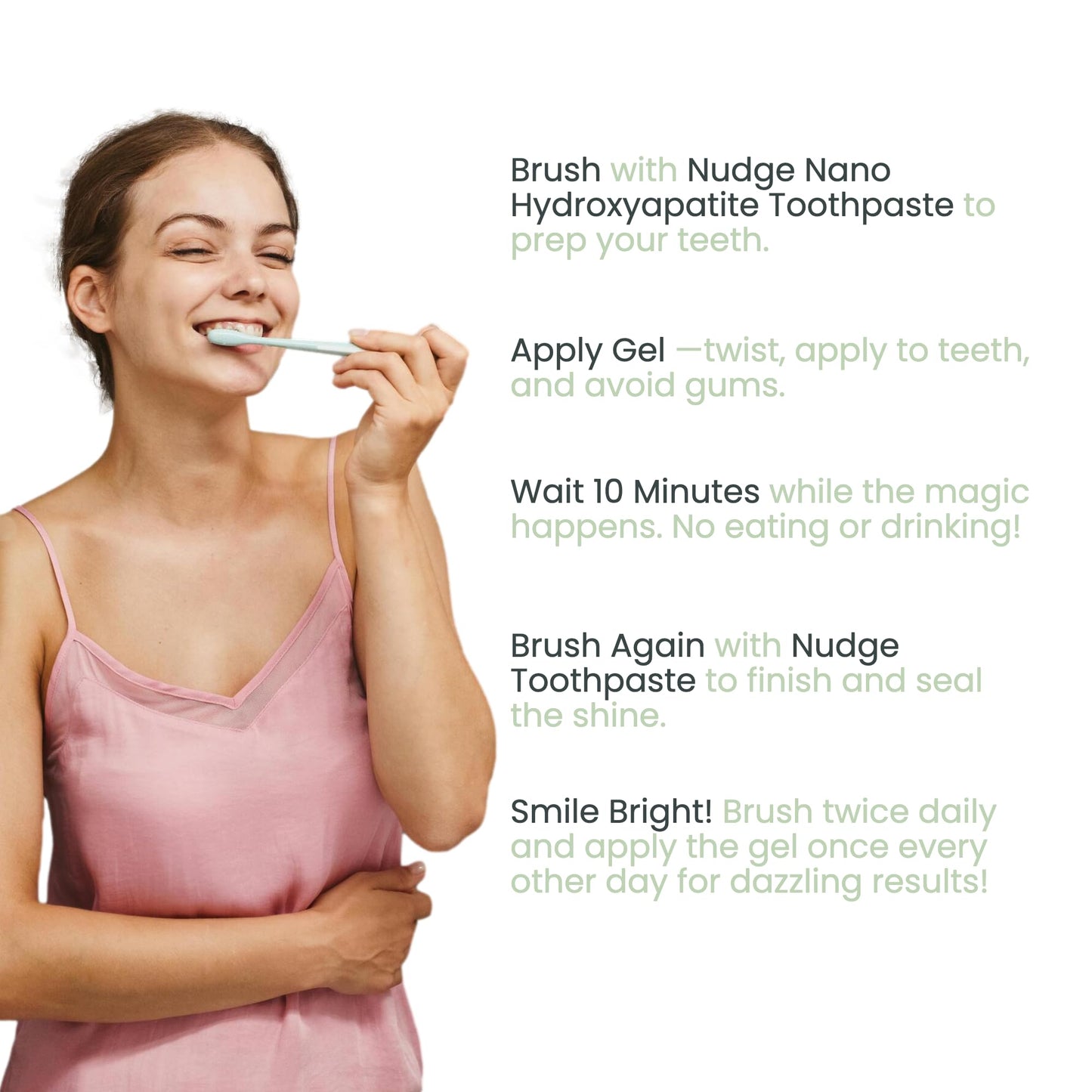 Nudge Advanced Whitening Kit: 10% Nano Hydroxyapatite Remin+ Toothpaste (4.5 oz) + EnamelGuard Gel Pen (2 ml) | Fluoride-Free