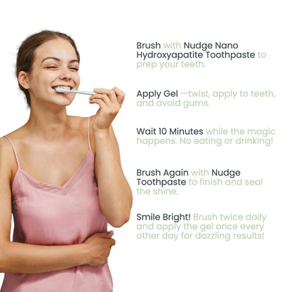 Nudge Advanced Whitening Kit: 10% Nano Hydroxyapatite Remin+ Toothpaste (4.5 oz) + EnamelGuard Gel Pen (2 ml) | Fluoride-Free