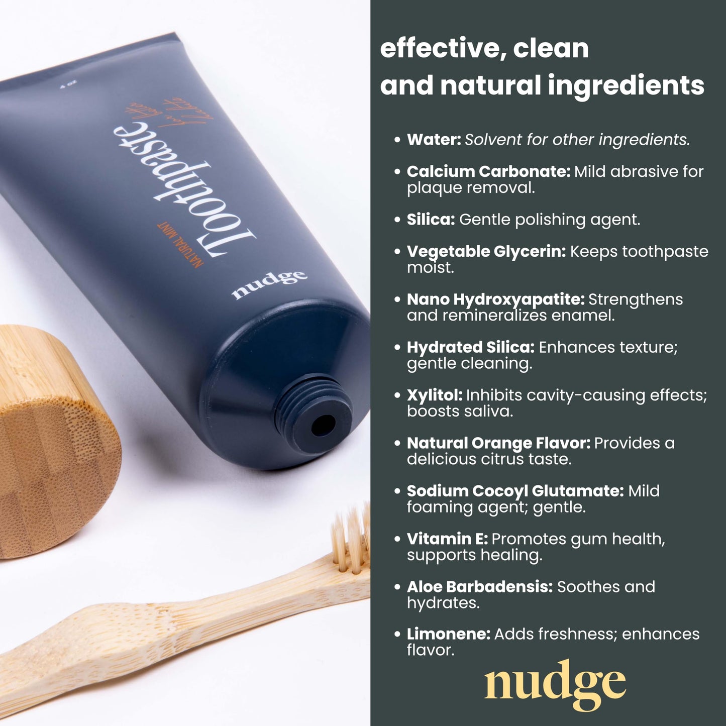 Nudge Nano Hydroxyapatite Toothpaste Remin+ Orange - Fluoride-Free, SLS-Free, 4 oz Pack of 2