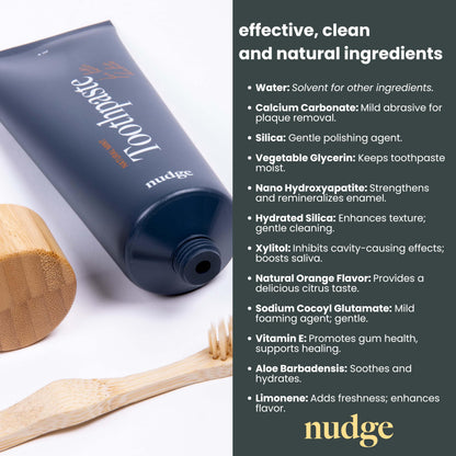 Nudge Nano Hydroxyapatite Toothpaste Remin+ Orange - Fluoride-Free, SLS-Free, 4 oz Pack of 2