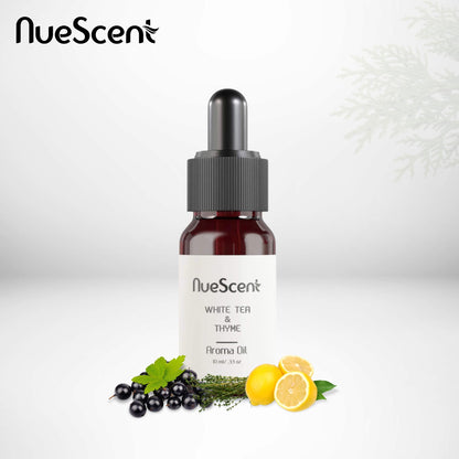 NueScent White Tea & Thyme Aroma Oil for Scent Diffusers – Vegan, Non-GMO, Cruelty Free