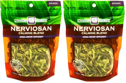 Nuestra Salud Herbal Sleeping Tea - Valerian, Lemon Balm & Small Burnet (1.4oz) Caffeine-Free Night Tea - Pack of 2