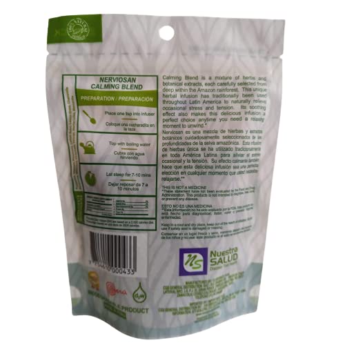Nuestra Salud Herbal Sleeping Tea - Valerian, Lemon Balm & Small Burnet (1.4oz) Caffeine-Free Night Tea - Pack of 2