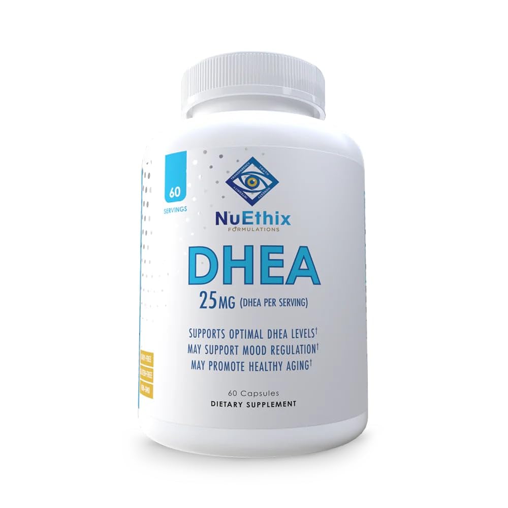 NuEthix DHEA 25mg for Women & Men - Grapefruit Extract, 60 Servings, Sugar Free, Gluten Free, Non-GMO