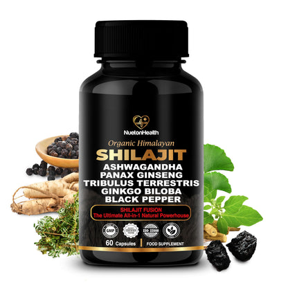 NuetonHealth Shilajit Fusion Capsules – Vegan, Gluten-Free Vitality Blend