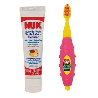 NUK Toddler Tooth & Gum Cleanser with Toothpaste – Fluoride Free, 12m+, Mixed Berry (Colors May Vary)