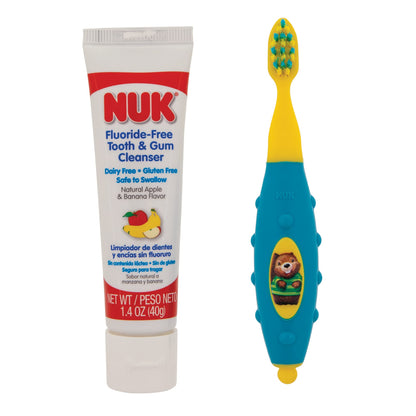 NUK Toddler Tooth & Gum Cleanser with Toothpaste – Fluoride Free, 12m+, Mixed Berry (Colors May Vary)