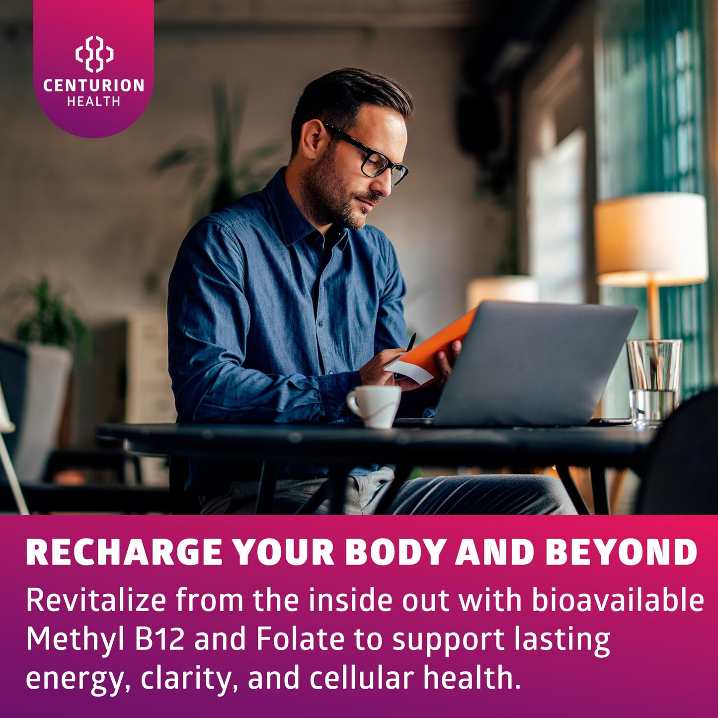 Number One Nutrition Premium Methylated B12 + Folate Supplement for Energy, Cognition, and Nerve Support | 60 Vegan Capsules, Non-GMO & Gluten-Free