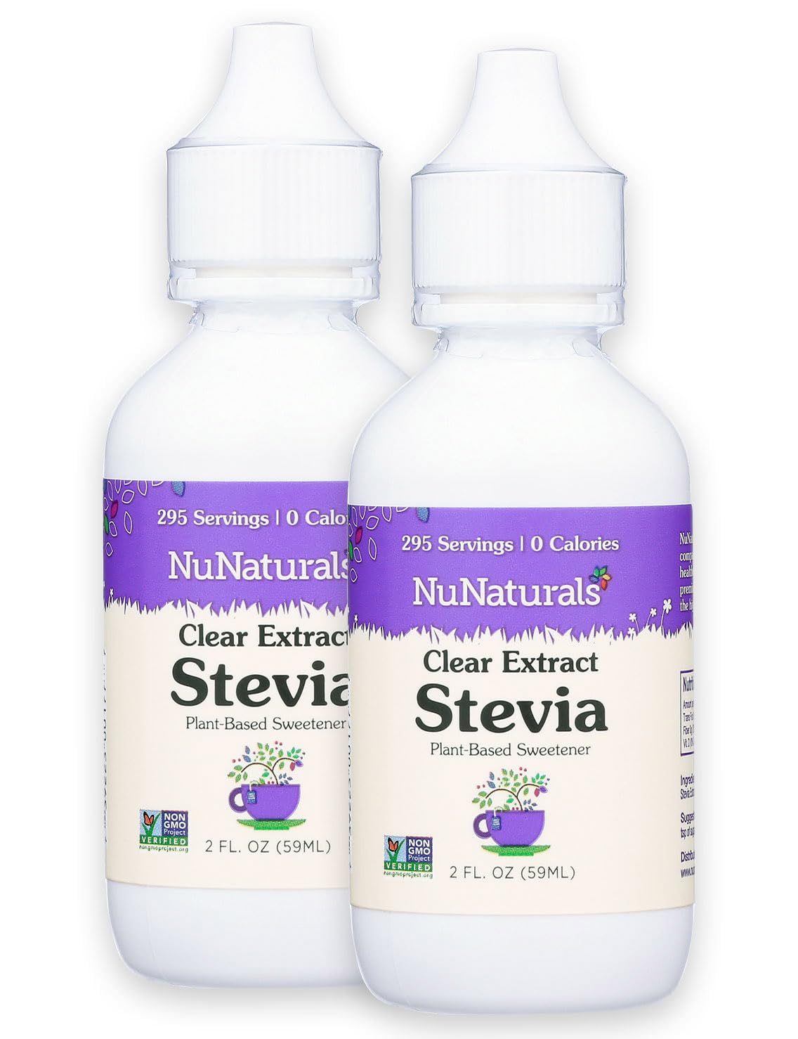 NuNaturals Clear Extract NuStevia – Plant-Based Sweetener, 2 oz, 2 Pack (Plastic)