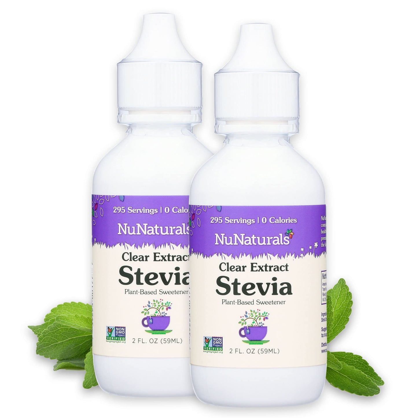 NuNaturals Clear Extract NuStevia – Plant-Based Sweetener, 2 oz, 2 Pack (Plastic)