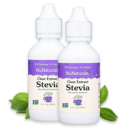 NuNaturals Clear Extract NuStevia – Plant-Based Sweetener, 2 oz, 2 Pack (Plastic)