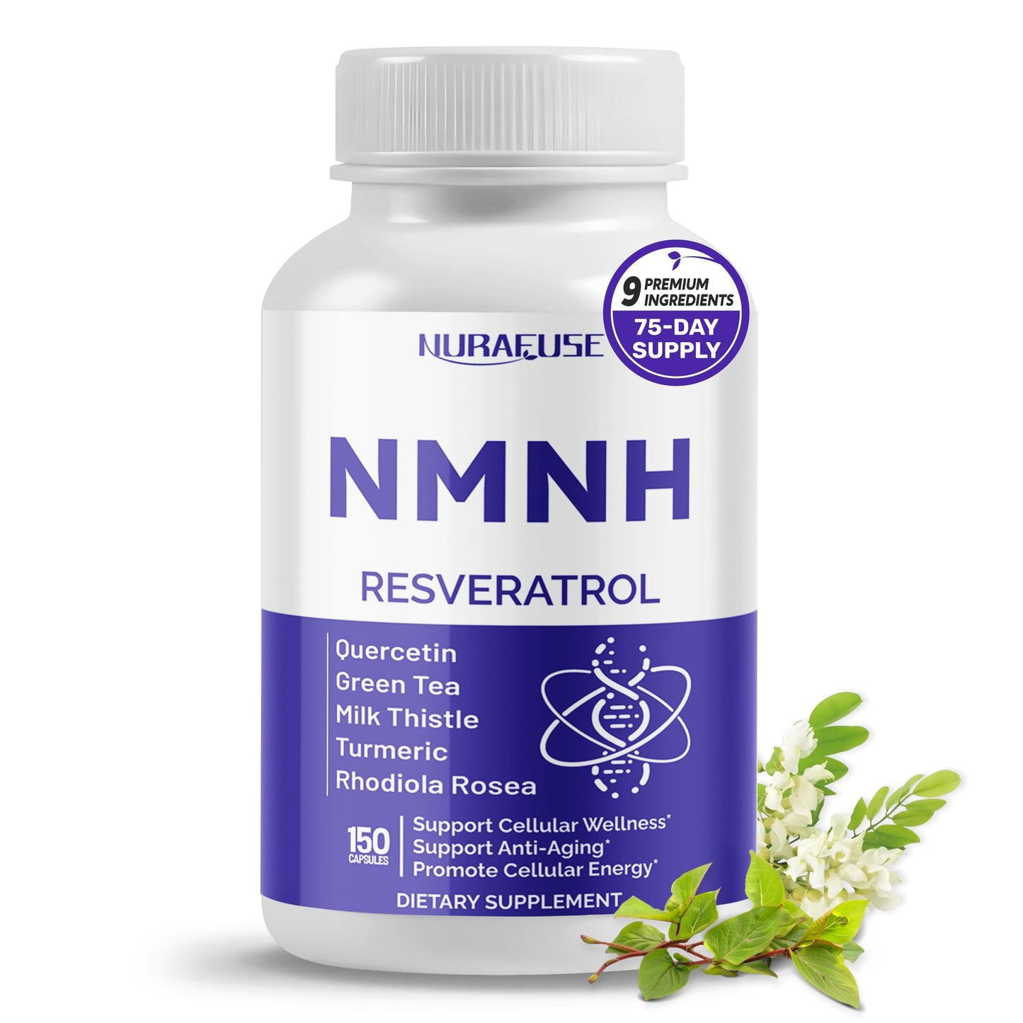 High Potency NMNH with Resveratrol & Quercetin – 75-Day NMNH Supplement | Made in USA