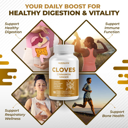 NURAFUSE Cloves Cinnamon Ginger - Digestive Health, Immunity, Respiratory Wellness - USA Made