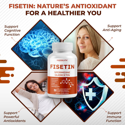 Nurafuse Fisetin 10-in-1 Formula – Spermidine, Quercetin, Resveratrol, Elderberry, Turmeric | Non-GMO, Gluten-Free, Soy-Free