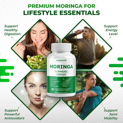 Moringa 12-in-1 Supplement with Turmeric, Quercetin & Cinnamon – Made in USA | Nurafuse
