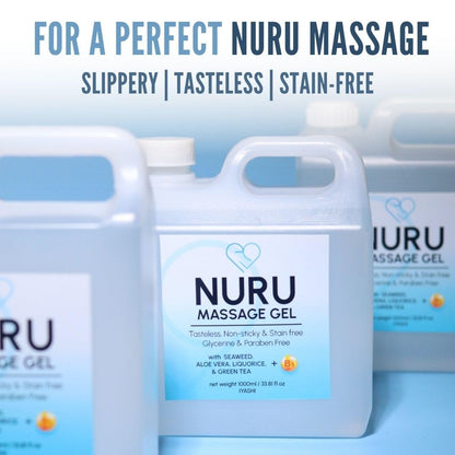 Nuru Massage Therapy Gel | Colorless & Unscented | Water-Based Nuru Gel 33.8 Fl Oz with Aloe Vera, Seaweed, Green Tea, Liquorice & Vitamin B5