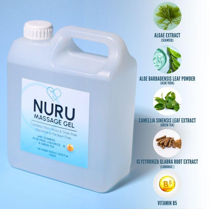 Nuru Massage Therapy Gel | Colorless & Unscented | Water-Based Nuru Gel 33.8 Fl Oz with Aloe Vera, Seaweed, Green Tea, Liquorice & Vitamin B5