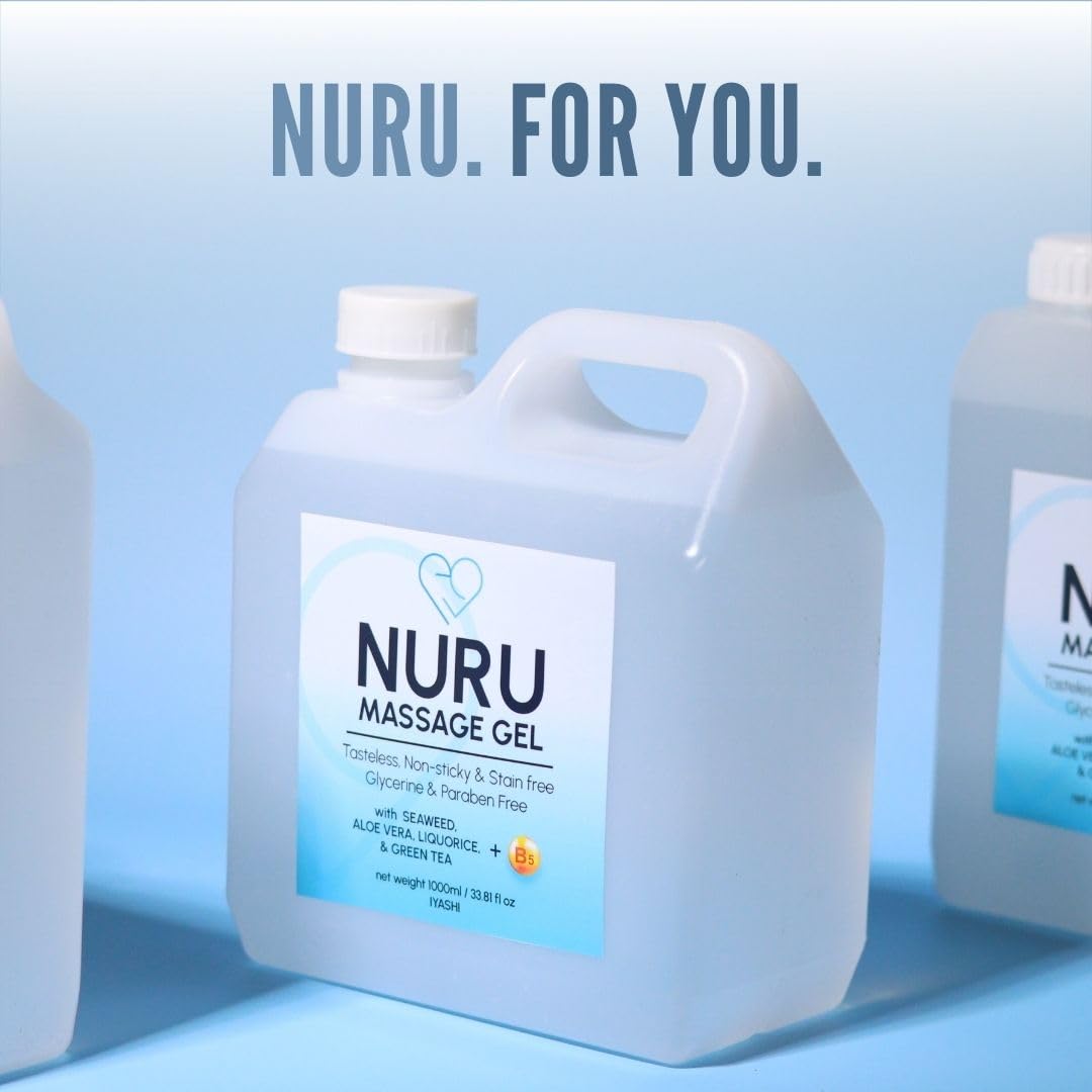 Nuru Massage Therapy Gel | Colorless & Unscented | Water-Based Nuru Gel 33.8 Fl Oz with Aloe Vera, Seaweed, Green Tea, Liquorice & Vitamin B5