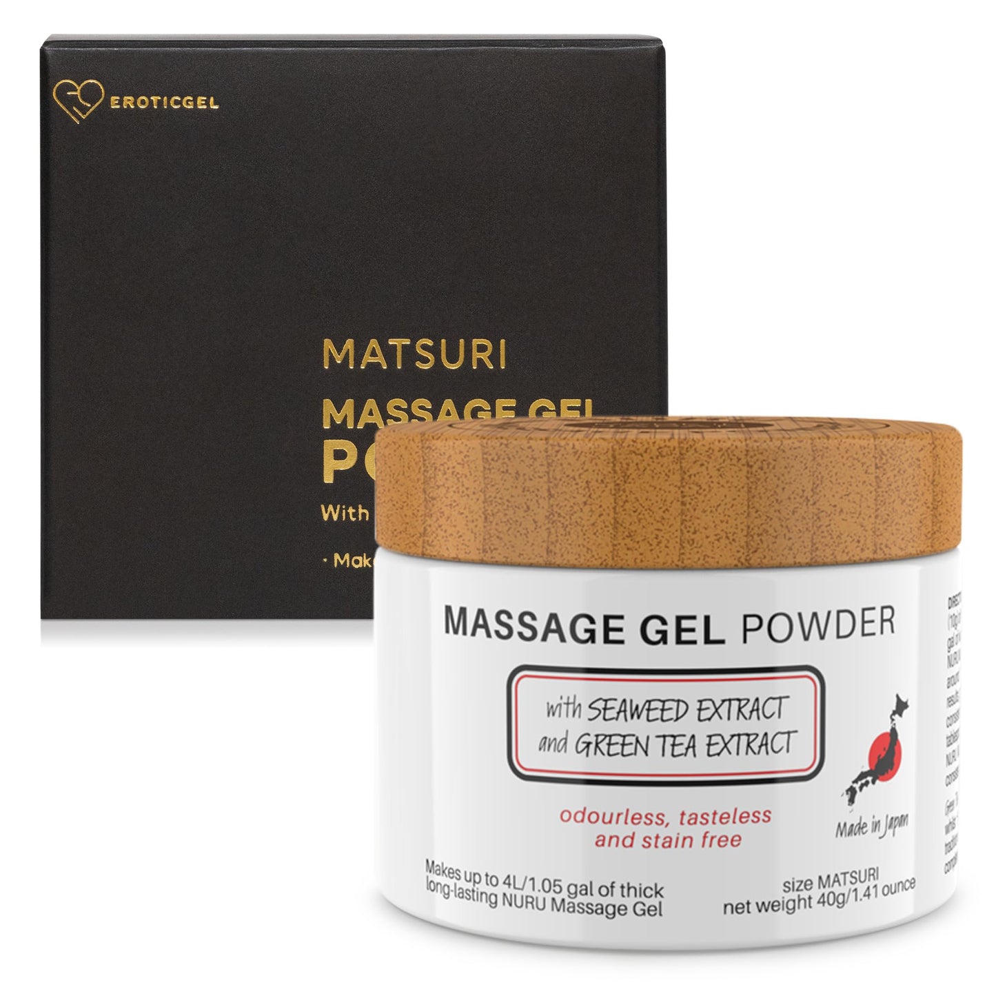 Nuru Massage Gel Powder 40g | Seaweed & Green Tea, Paraben & Glycerine Free, Makes 1.05 gal