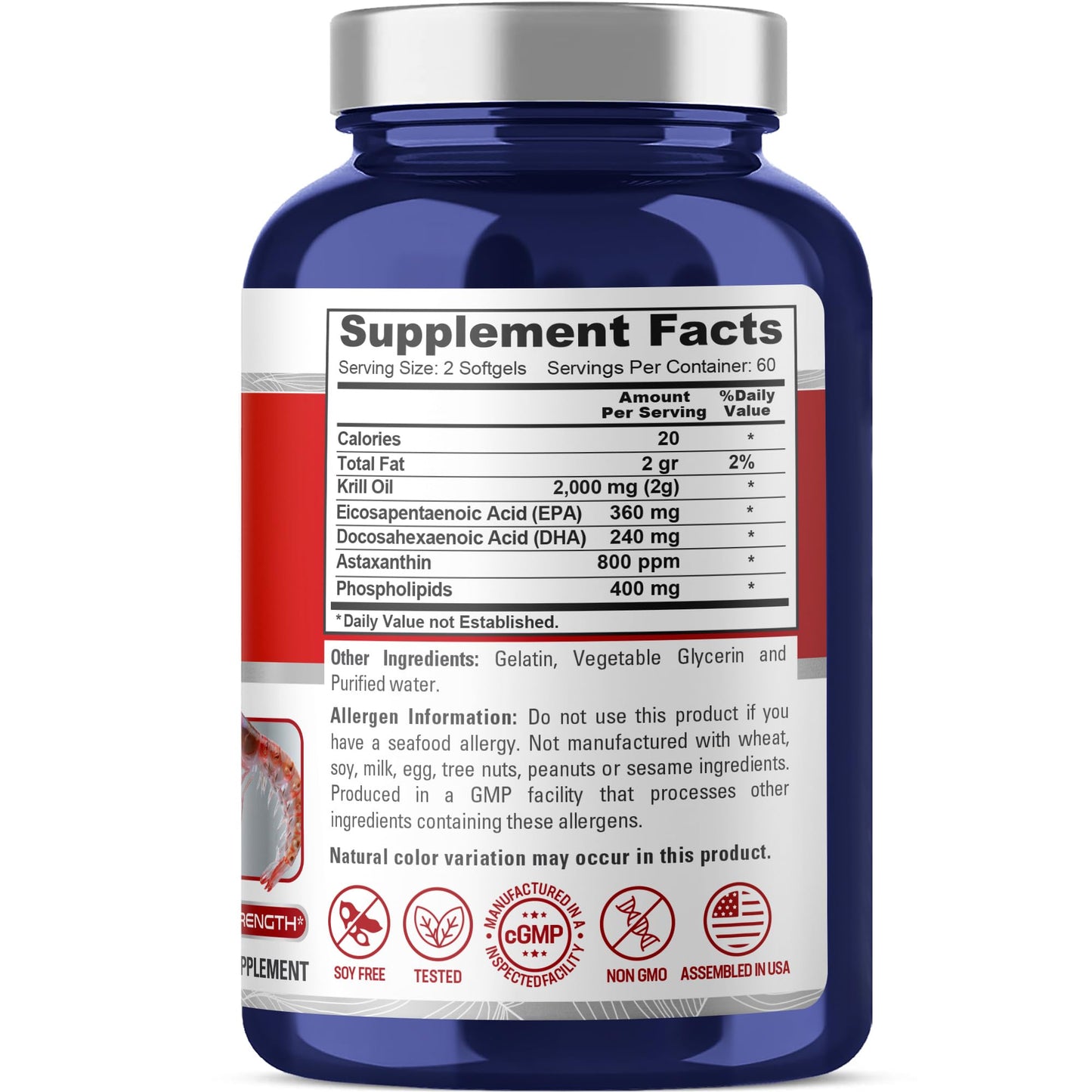 NusaPure Antarctic Krill Oil 2000 mg - 120 Softgels | Omega-3 EPA/DHA, Astaxanthin, Soyfree
