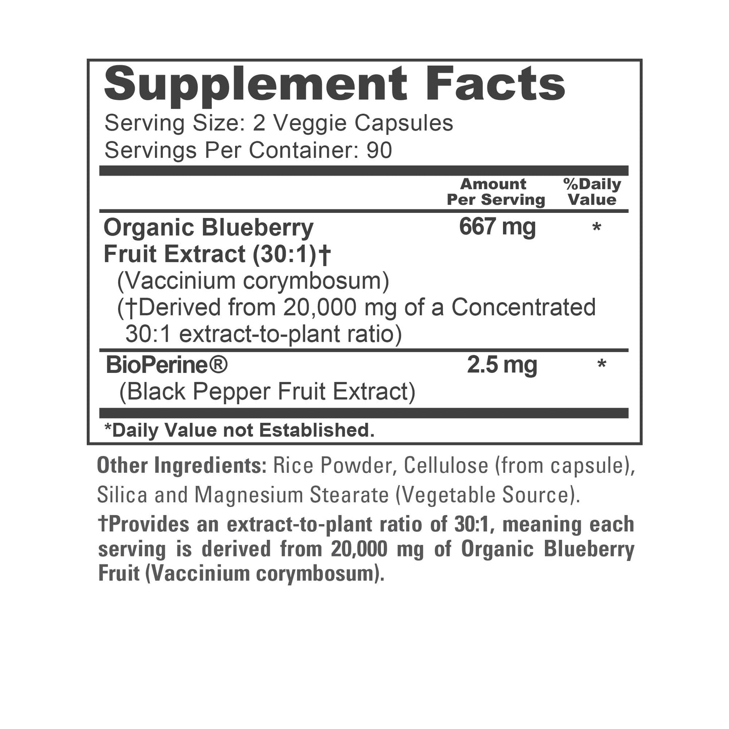 NusaPure Blueberry Concentrate 30:1 Extract – 667 mg Equivalent to 20,000 mg, 180 Veg Caps, Vegetarian, Vegan, Non-GMO