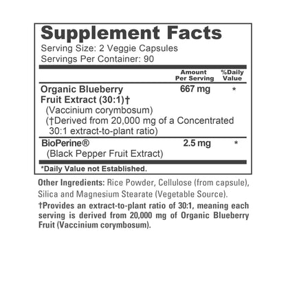 NusaPure Blueberry Concentrate 30:1 Extract – 667 mg Equivalent to 20,000 mg, 180 Veg Caps, Vegetarian, Vegan, Non-GMO