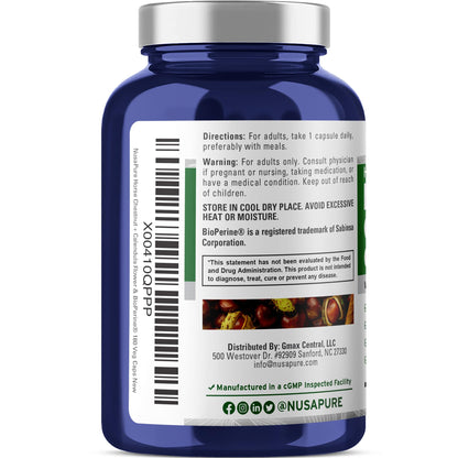 NusaPure Horse Chestnut 20:1 Extract – 300 mg, 180 Veggie Caps (Pack of 2)