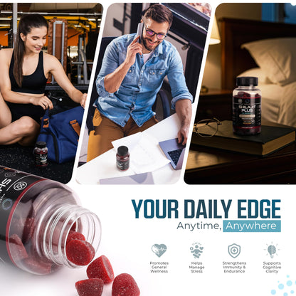 Nusalus Shilajit Plus Gummies – 5-in-1 Adaptogen Energy & Focus (Vegan, Made in USA)