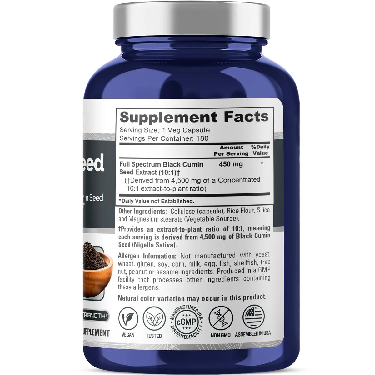 NusaPure Black Cumin Seed 10:1 Extract – 450 mg per Serving, 180 Veggie Caps (2-Pack) BritishVita | Premium UK Vitamins & Wellness Supplements