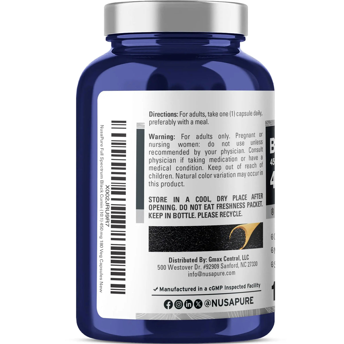 NusaPure Black Cumin Seed 10:1 Extract – 450 mg per Serving, 180 Veggie Caps (2-Pack) BritishVita | Premium UK Vitamins & Wellness Supplements