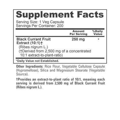 NusaPure Black Currant 10:1 Extract – 250 mg (Equivalent to 2,500 mg) per Veg Cap | 200 Vegan, Non-GMO