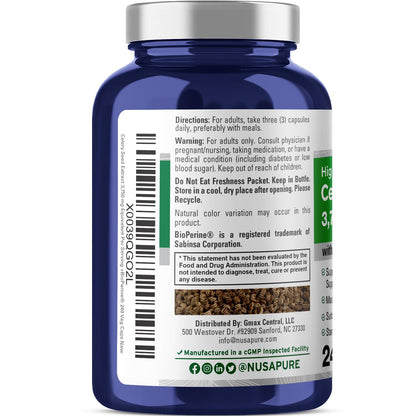 NusaPure Celery Seed Capsules 10:1 Extract – 375 mg (3750 mg eq), 240 Veggie Caps, Non-GMO, Vegan