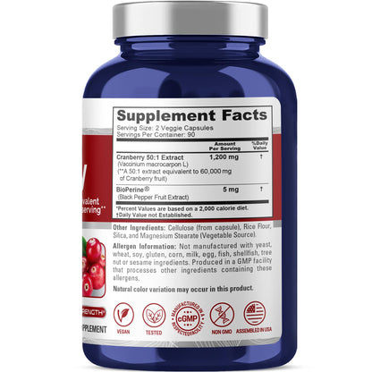 NusaPure Cranberry 60,000 mg – 180 Veg Caps | Bioperine, Non-GMO, Vegan