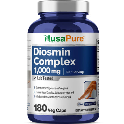 NusaPure Diosmin Complex 1,000mg per Serving | 180 Veggie Caps | Vegan, Non-GMO | Citrus Aurantium