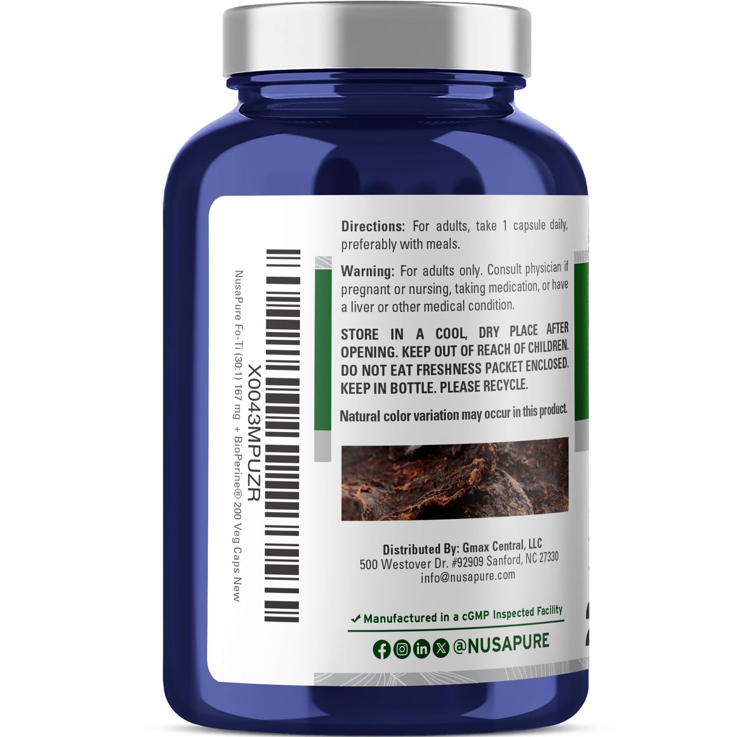 NusaPure Fo-Ti 30:1 Extract – 167 mg per Veg Cap (5000 mg), 200 Caps, Non-GMO, Vegan, Bioperine | Pack of 2