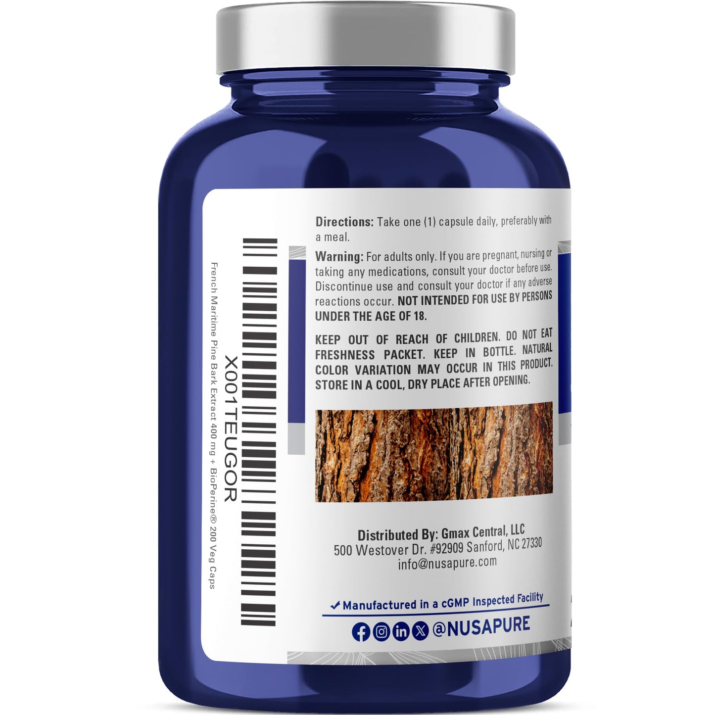 NusaPure French Maritime Pine Bark Extract 400mg – 200-Day Vegan Capsules