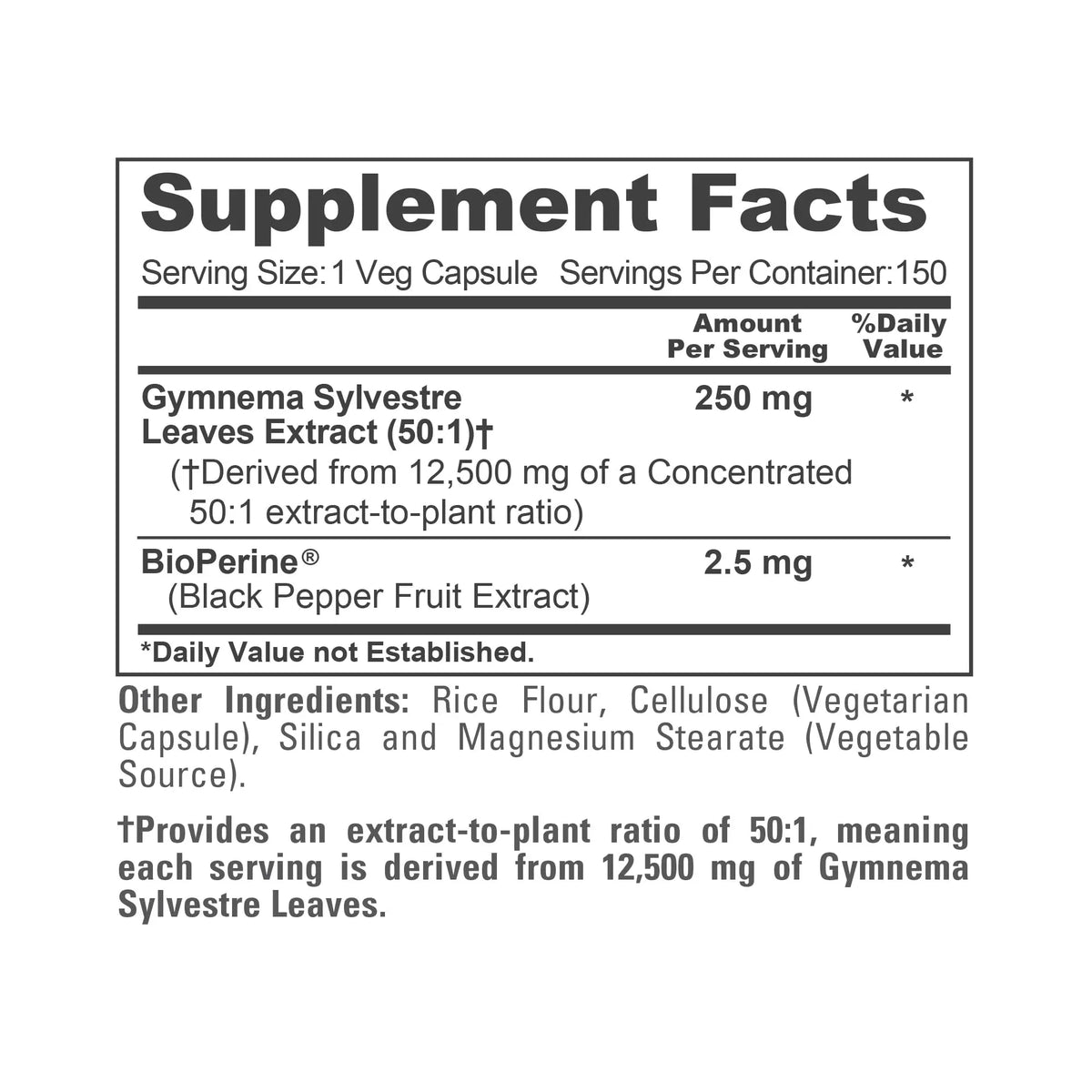 NusaPure Gymnema Sylvestre 50:1 Extract - 12,500 mg per Capsule, 150 Vegan Caps (Pack of 2) - Bioperine BritishVita | Premium UK Vitamins & Wellness Supplements