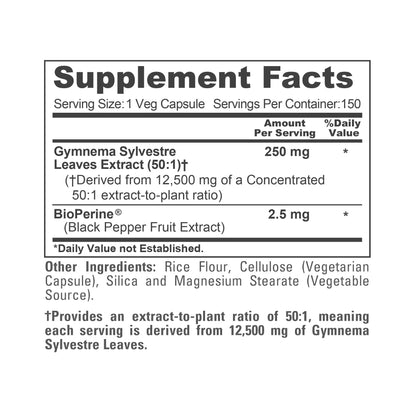NusaPure Gymnema Sylvestre 50:1 Extract - 12,500 mg per Capsule, 150 Vegan Caps (Pack of 2) - Bioperine BritishVita | Premium UK Vitamins & Wellness Supplements