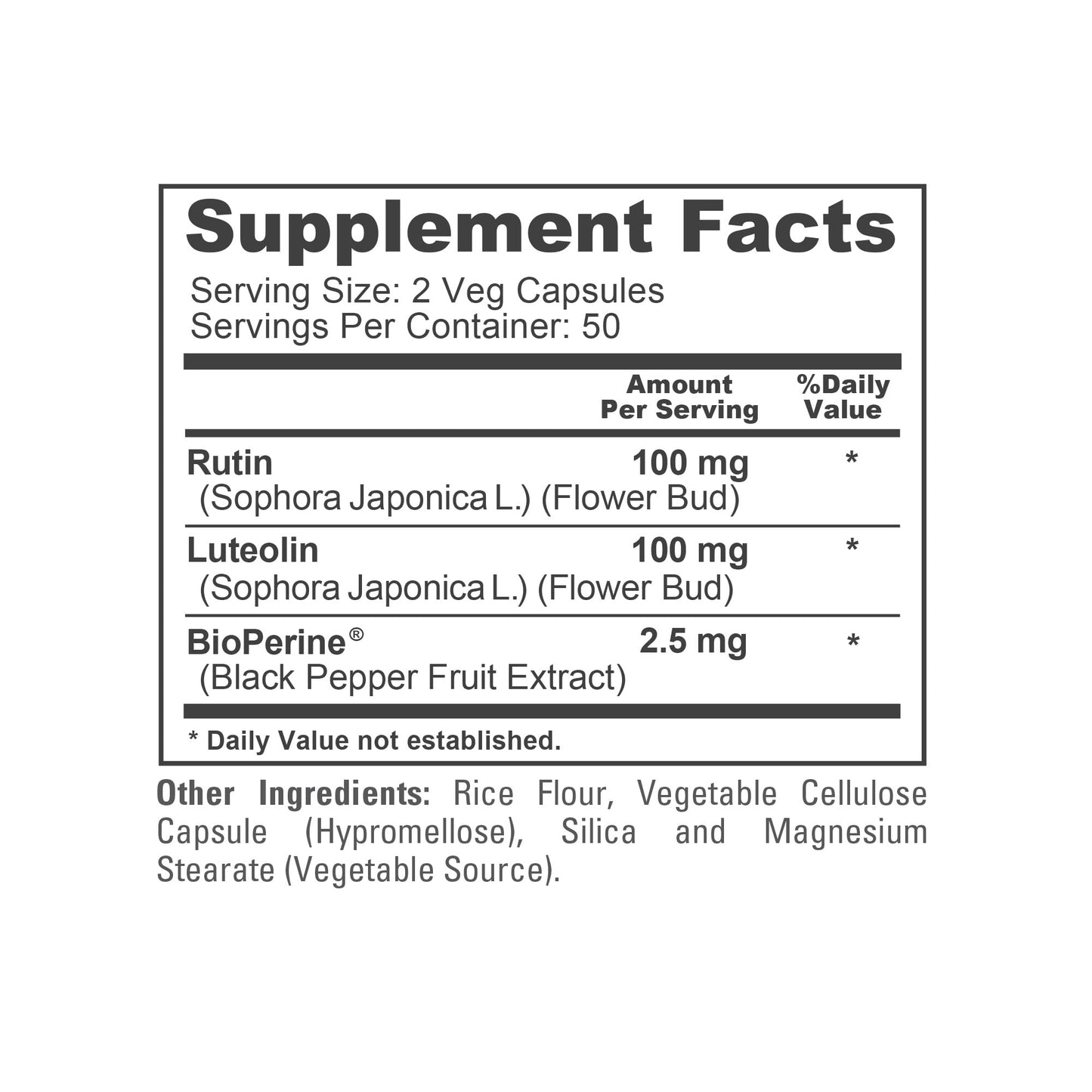 NusaPure Luteolin Complex with Rutin 200 mg – 100 Veg Capsules (Pack of 2)